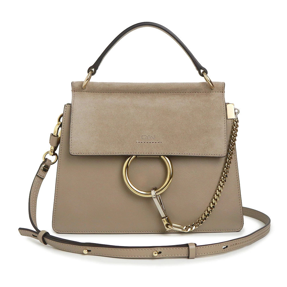 Chloe FAYE Calfskin Suede Motty Gray 2way Crossbody Leather